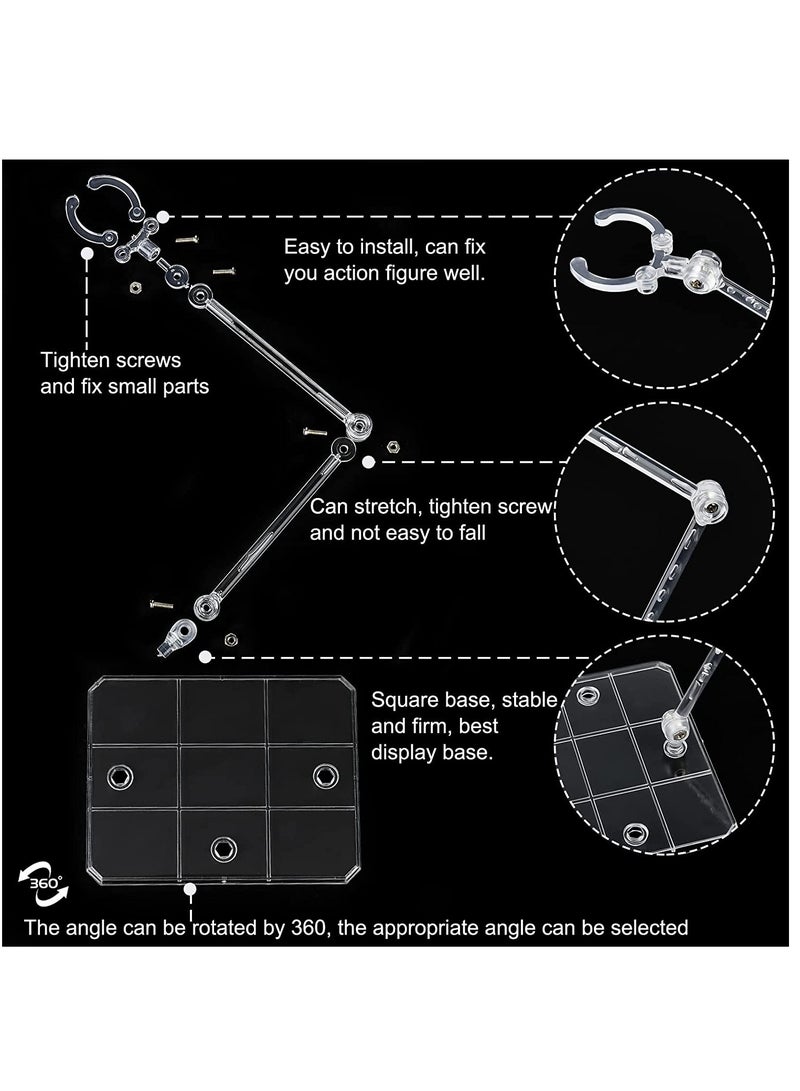 KASTWAVE 8Pcs Action Figure Stand Assembly Action Figure Display Holder Base Doll Model Support Stand for 6 inch Action Figures or Effects Clear 1/144 HG/RG Figure Model Toy - Image 3
