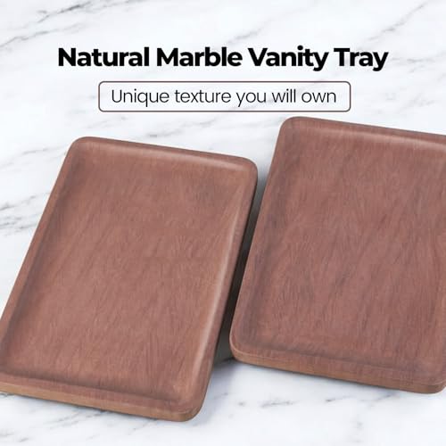 Karibiber Marble Vanity Tray, 11.8in Sandstone Bathroom Kitchen Tray for Countertop, Decorative Dresser Organizer, Perfume Storage, Jewelry Holder, Brown Stone Gift for Man - Image 4