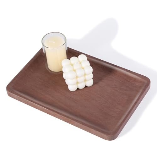 Karibiber Marble Vanity Tray, 11.8in Sandstone Bathroom Kitchen Tray for Countertop, Decorative Dresser Organizer, Perfume Storage, Jewelry Holder, Brown Stone Gift for Man - Image 1