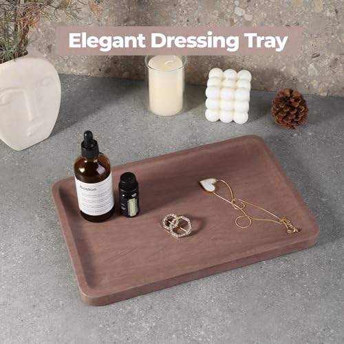 Karibiber Marble Vanity Tray, 11.8in Sandstone Bathroom Kitchen Tray for Countertop, Decorative Dresser Organizer, Perfume Storage, Jewelry Holder, Brown Stone Gift for Man - Image 5