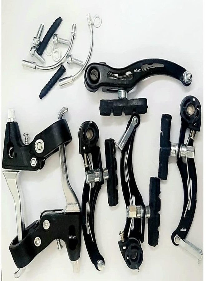 CYBIC Bicycle Brake Set, Complete V-Brake Assembly Kit with Levers and Calipers, Black, Universal Compatibility - Image 2