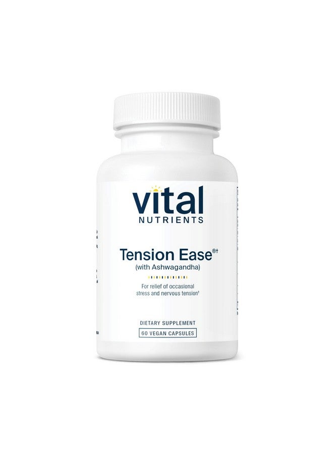 فيتل نيوترينس Vital Nutrients Tension Ease with Ashwagandha | مكمل لتخفيف التوتر لتخفيف التوتر العرضي والتوتر العصبي | خالٍ من الجلوتين ومنتجات الألبان وفول الصويا | غير معدّل وراثيًا | 60 كبسولة