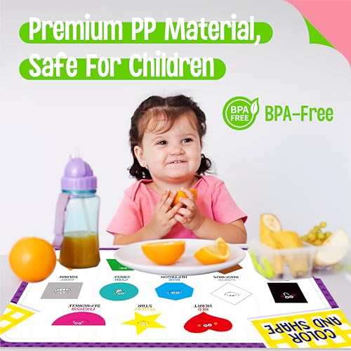 SpriteGru 4 Pack Placemats for Kids, Non-Slip Washable Table Mats, Double-Sided Reusable Universe, Alphabet, Numbers, Map of USA & World Educational Placemats for Home, Kindergarten, Classroom, Nursery - Image 3