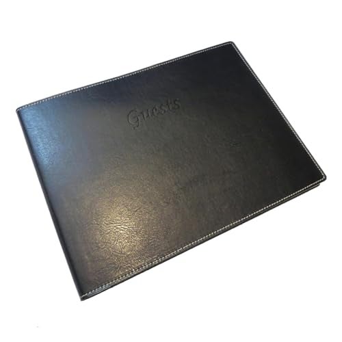 Fiorentina Leather Guest Book Soft Cover Italian with Guests Embossed on Cover Collection (Black) - Image 1