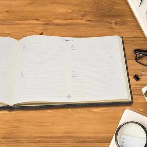 Fiorentina Leather Guest Book Soft Cover Italian with Guests Embossed on Cover Collection (Black) - Image 5