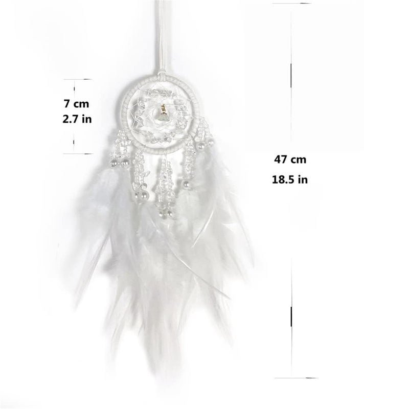 Dream Catcher: White, Handcrafted With Unique Crystal Stones - Intricate Design Crystal Dream Catcher for Car Rearview Mirror, Bedroom Wall Decor - Image 5