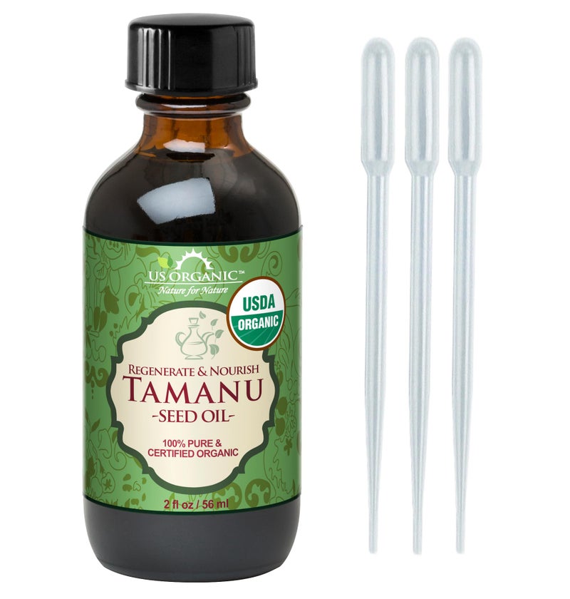 US Organic Tamanu Oil USDA Certified Organic 100 Pure Virgin Cold Pressed Unrefined Dark Green Color Sourced from Southeast Asia_Improved Cap_2oz 56 ml
