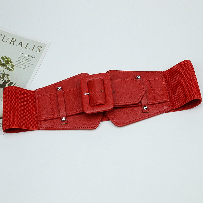 Ladies Elastic Waist Belt Buckle Dress Coat Accessory Black - Image 2