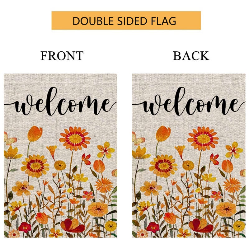 Fall Garden Flag Double Sided,12×18 Inch Pumpkins Thanksgiving Decorations Outdoor,Burlap Rustic Garden Decor for Autumn Farmhouse Yard Front Porch - Image 4
