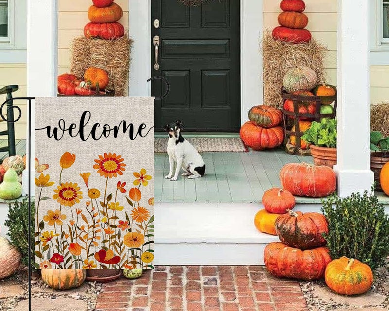 Fall Garden Flag Double Sided,12×18 Inch Pumpkins Thanksgiving Decorations Outdoor,Burlap Rustic Garden Decor for Autumn Farmhouse Yard Front Porch - Image 2
