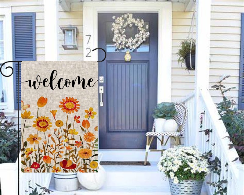 Fall Garden Flag Double Sided,12×18 Inch Pumpkins Thanksgiving Decorations Outdoor,Burlap Rustic Garden Decor for Autumn Farmhouse Yard Front Porch - Image 3