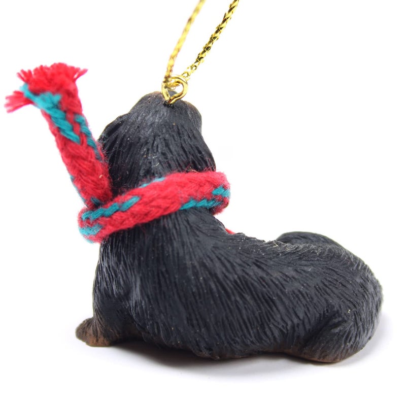 Conversation Concept Longhaired Dachshund Tiny Miniature One Christmas Ornament Black - Delightful! - Image 2