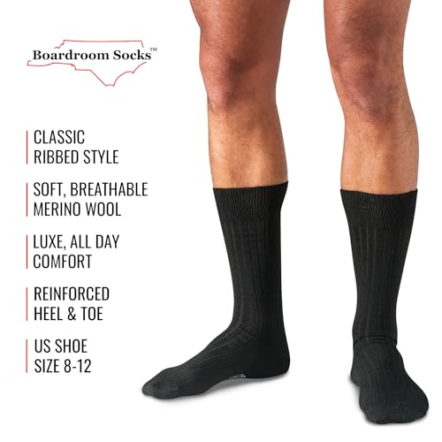 BoardroomSocks Merino Wool Mid-Calf Dress Socks for Men, Ribbed Dress Socks, 3 Color Set - Image 3