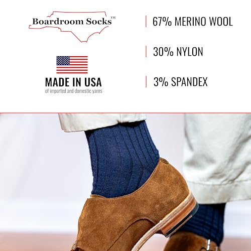 BoardroomSocks Merino Wool Mid-Calf Dress Socks for Men, Ribbed Dress Socks, 3 Color Set - Image 4