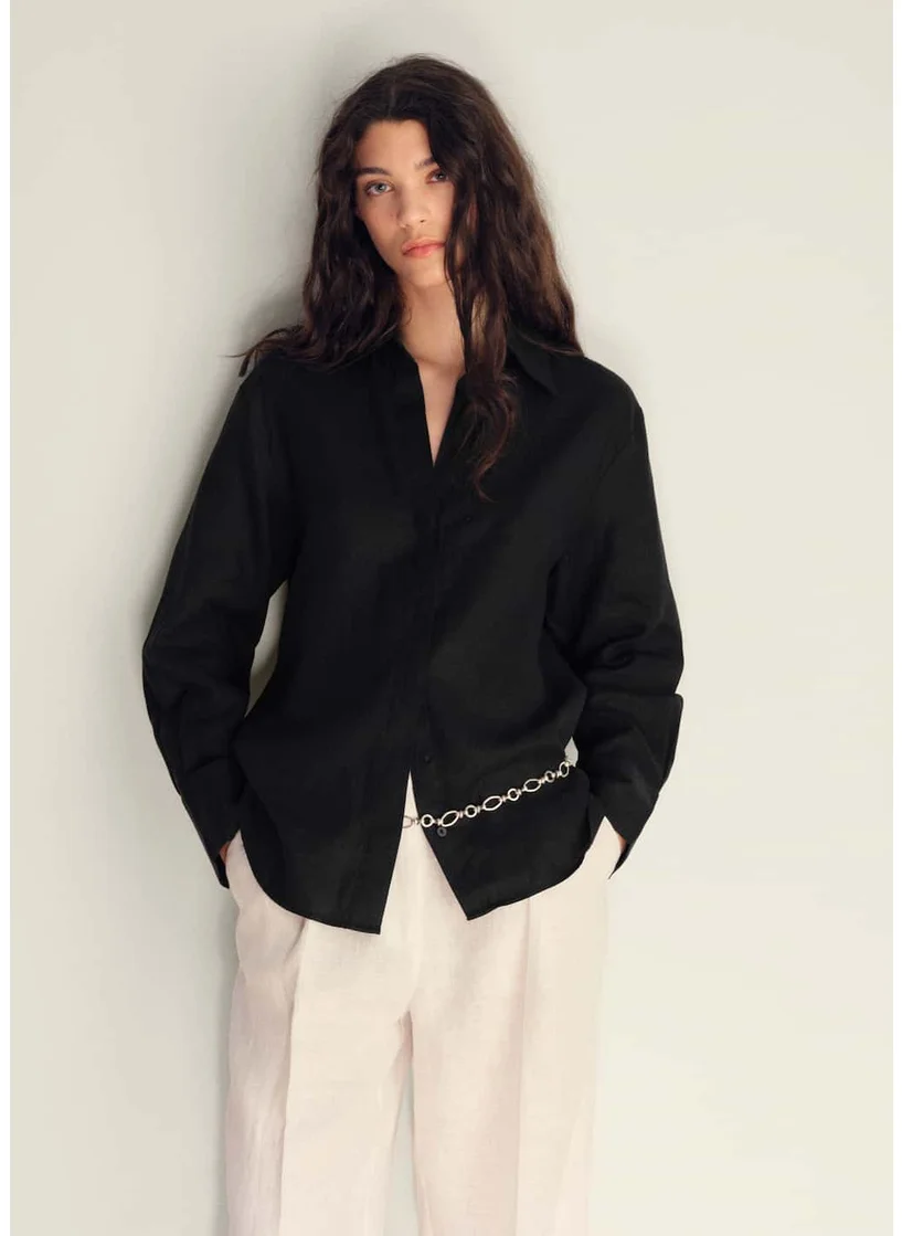 MANGO Linen Oversized Shirt