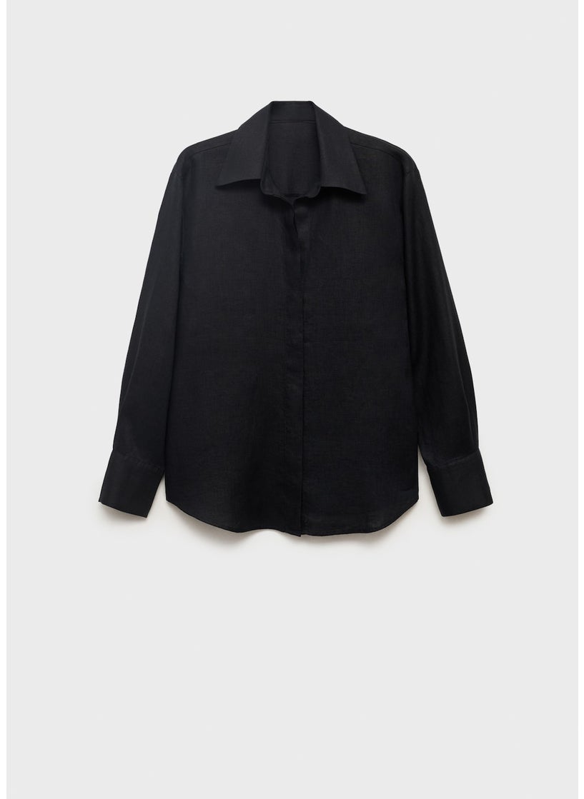 MANGO Linen Oversized Shirt  - Image 5