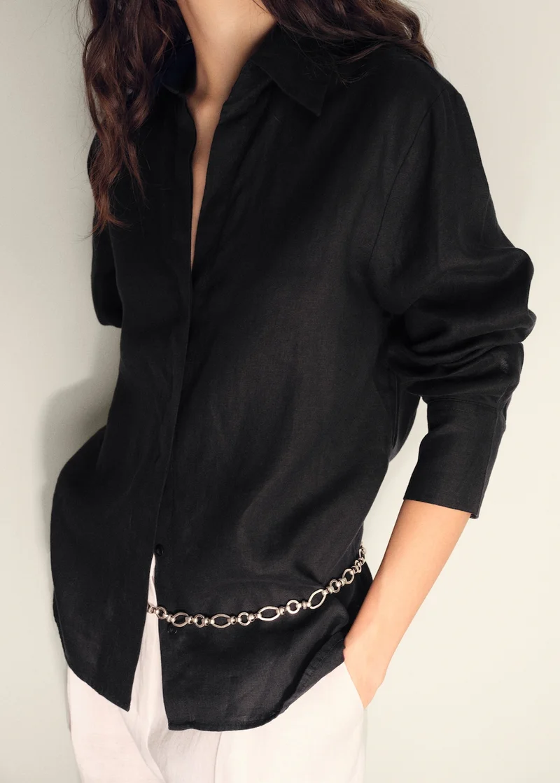 MANGO Linen Oversized Shirt