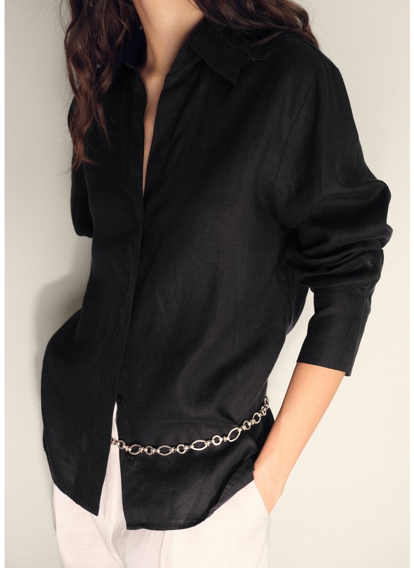 MANGO Linen Oversized Shirt  - Image 3