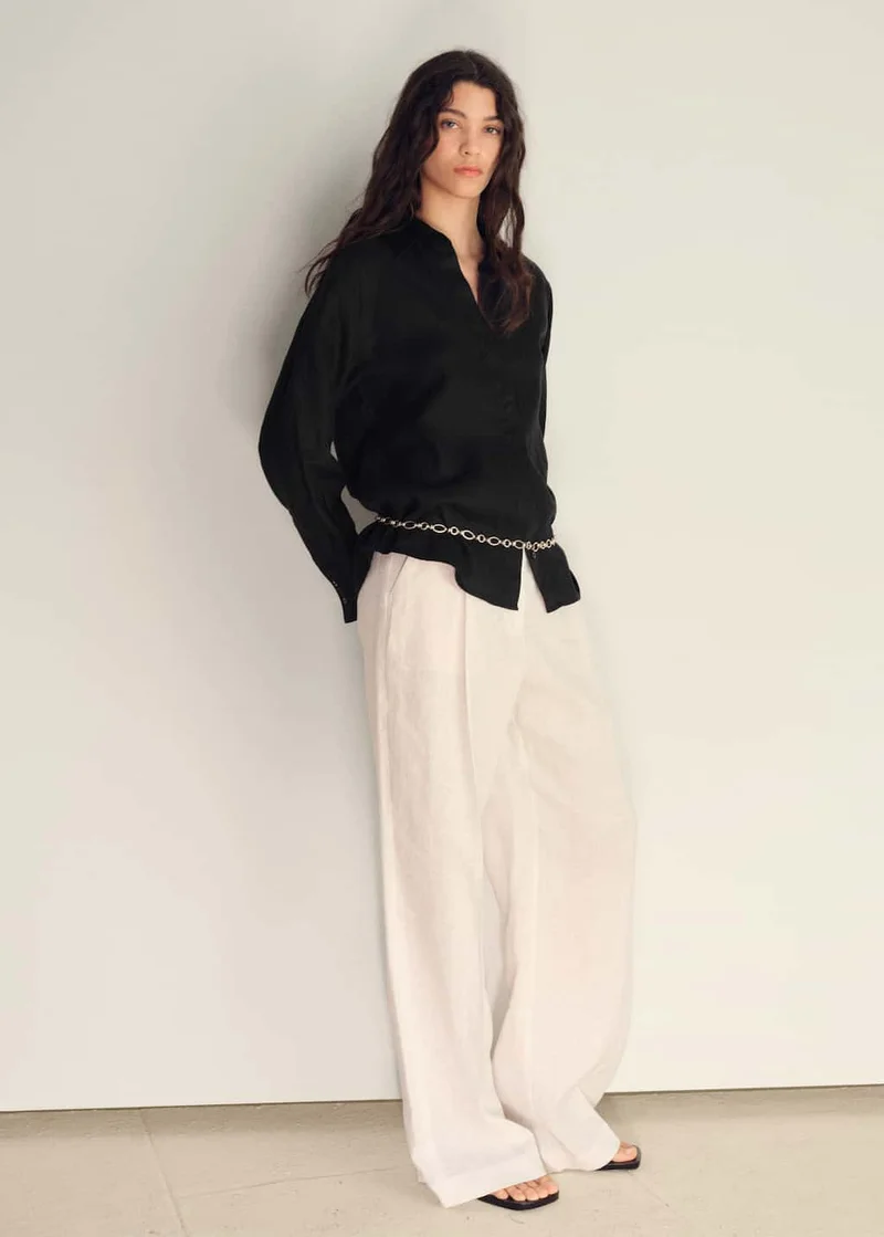 MANGO Linen Oversized Shirt
