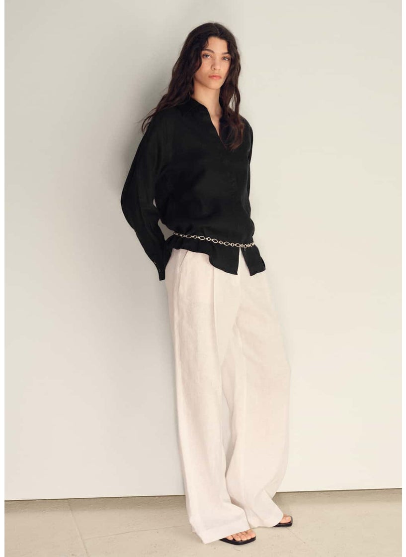MANGO Linen Oversized Shirt  - Image 4