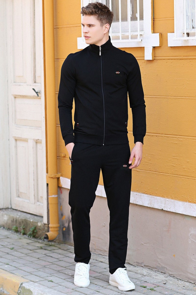 Tommy Life Collared Black Men's Tracksuit  - Image 1