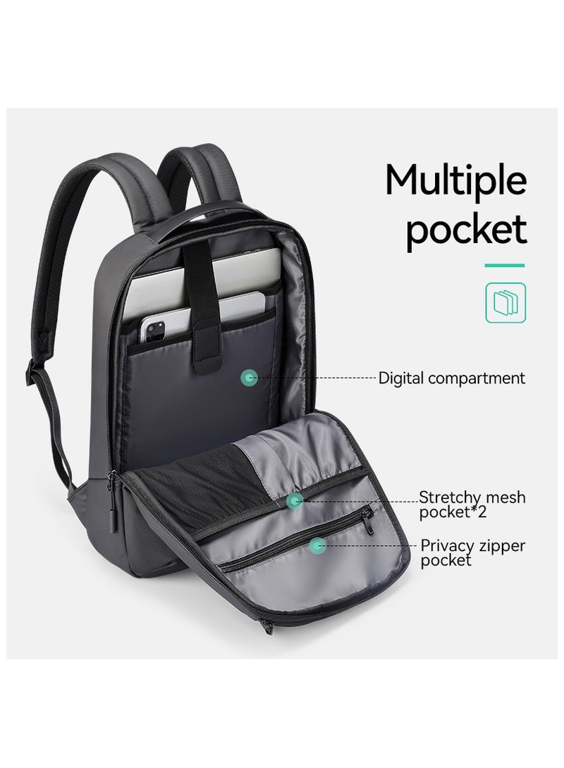 Mark Ryden MR2408 Grey Lightweight Laptop Backpack 15.6 Inch Water Resistant Commuter Bag with YKK Zipper Anti Theft Pocket Breathable Shoulder Straps Oxford Fabric Stylish Urban Travel Backpack - Image 4