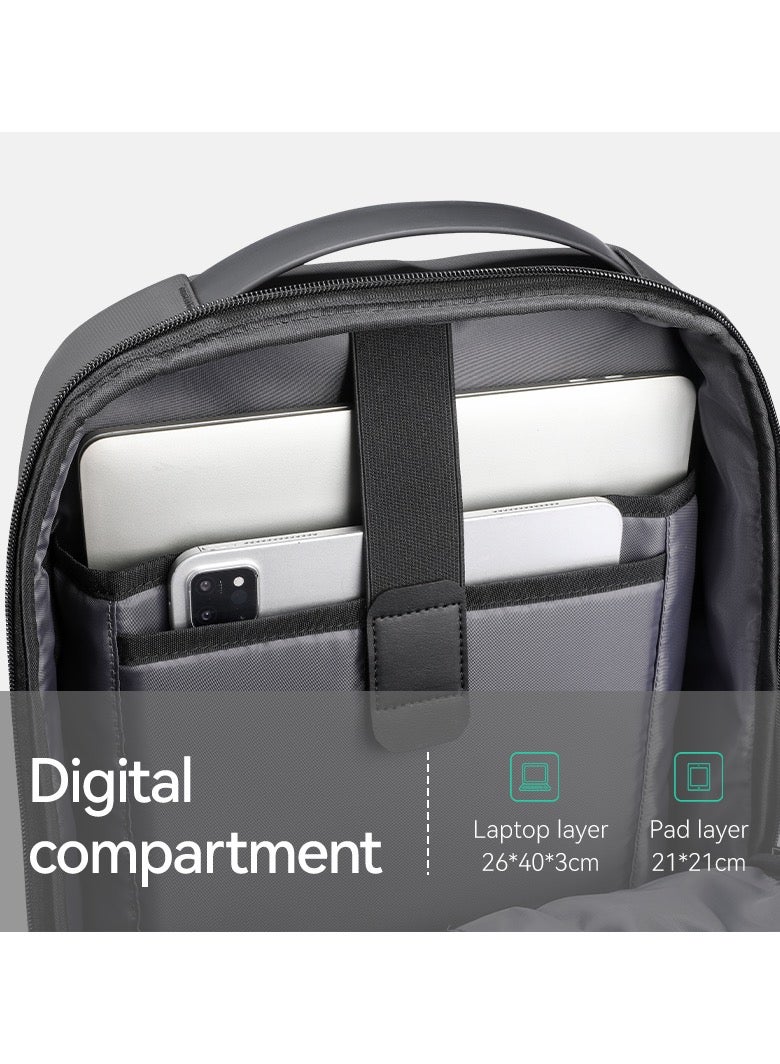Mark Ryden MR2408 Grey Lightweight Laptop Backpack 15.6 Inch Water Resistant Commuter Bag with YKK Zipper Anti Theft Pocket Breathable Shoulder Straps Oxford Fabric Stylish Urban Travel Backpack - Image 5