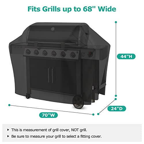 SunPatio BBQ Grill Cover 70 Inch, Outdoor Heavy Duty Waterproof Barbecue Gas Grill Cover, Fade Resistant, All Weather Protection Compatible for Weber Charbroil Kenmore Brinkmann and More, Black - Image 2