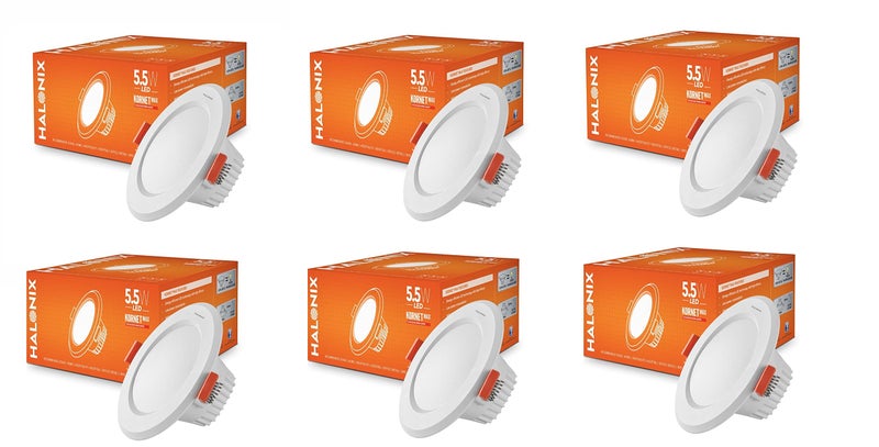 Halonix Kornet 5.5-Watt Junction Box Led Ceiling Light| Cut Out- 3 inch|BIS Certified| Ceiling Light for Hall,Room,Office | Led Downlighter (Pack of 6,Cool White), Polycarbonate - Image 1