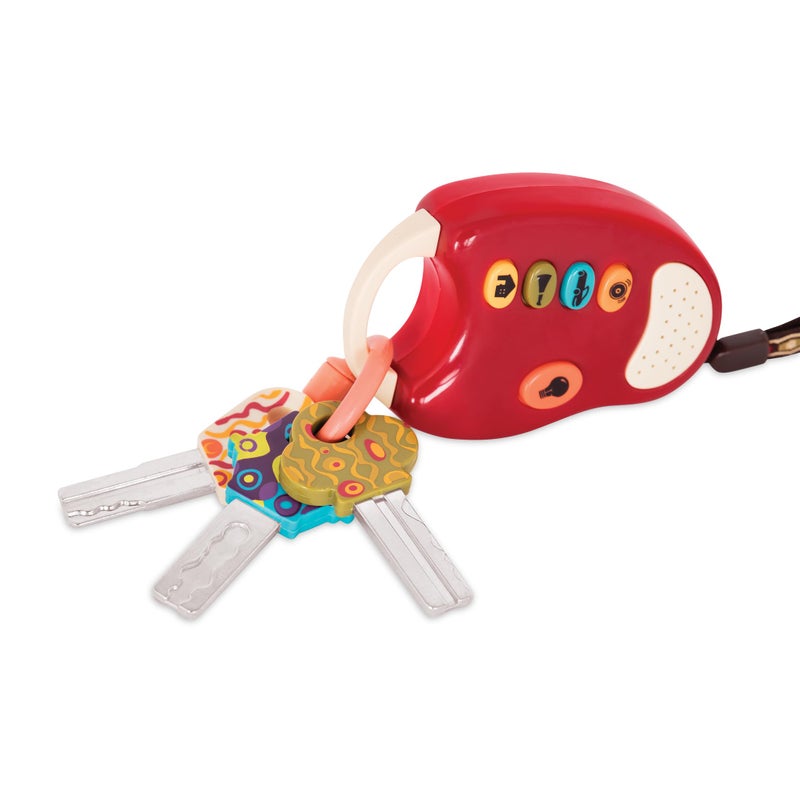 B. toys - Toy Car Keys with Lights & Sounds - FunKeys - Interactive Baby Toy for Toddlers - Pretend Play Keys with Realistic Sounds & Colorful Design - Encourages Fine Motor Skills - 10+ Months - Red - Image 4
