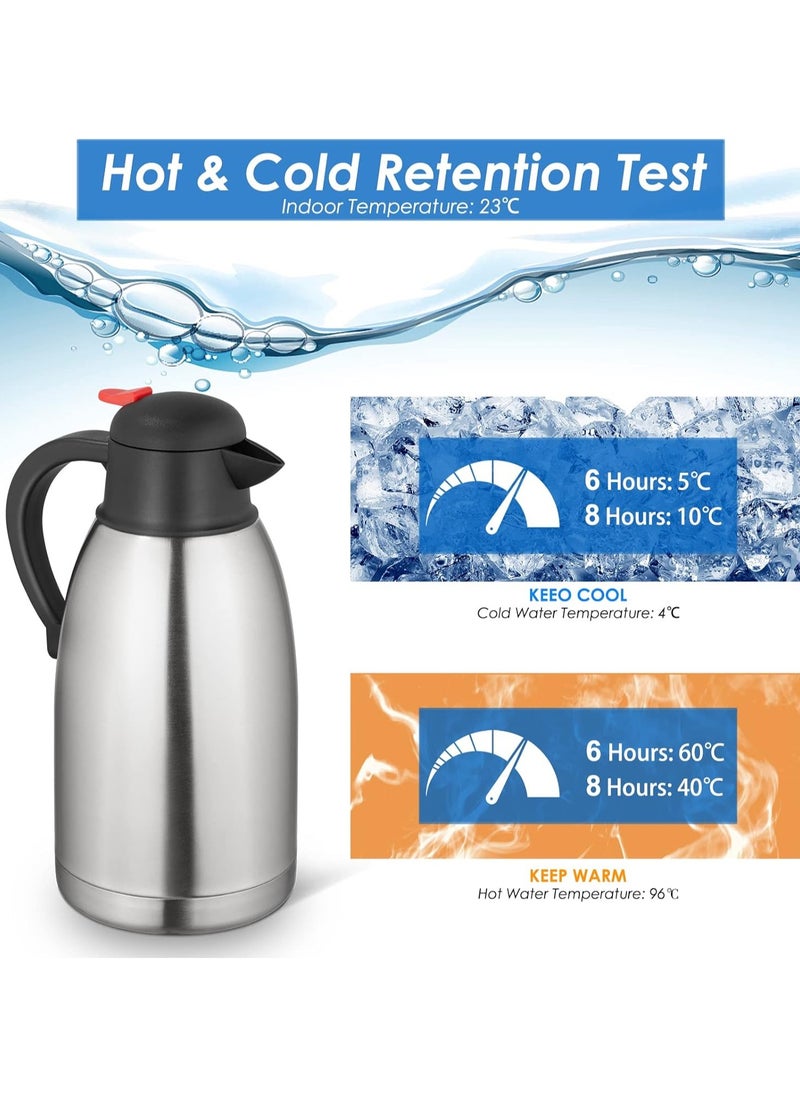 DubaiGallery 2L Flask Stainless Steel Hot Cold Double Wall Isolating Jug Thermal New  - Image 2