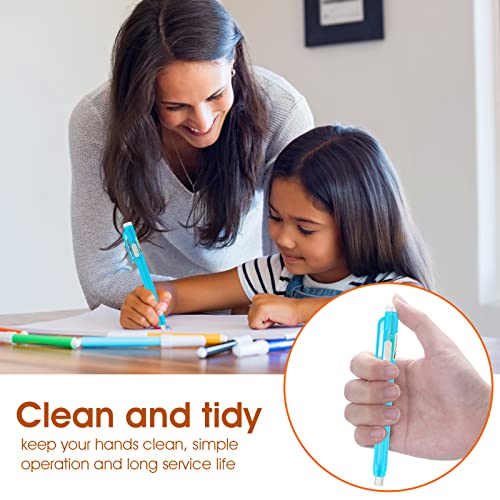 Molain 12 Pcs Erasers Pen-Style Set, Durable 6 Retractable Click Eraser Pen Shell + 6 Eraser, Good Cleaning Effect Erasers for Kids Students Artist Painting Writing, Home School Office Supplies - Image 2