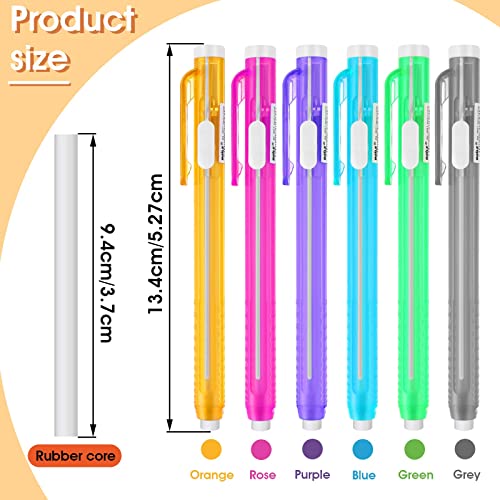 Molain 12 Pcs Erasers Pen-Style Set, Durable 6 Retractable Click Eraser Pen Shell + 6 Eraser, Good Cleaning Effect Erasers for Kids Students Artist Painting Writing, Home School Office Supplies - Image 5