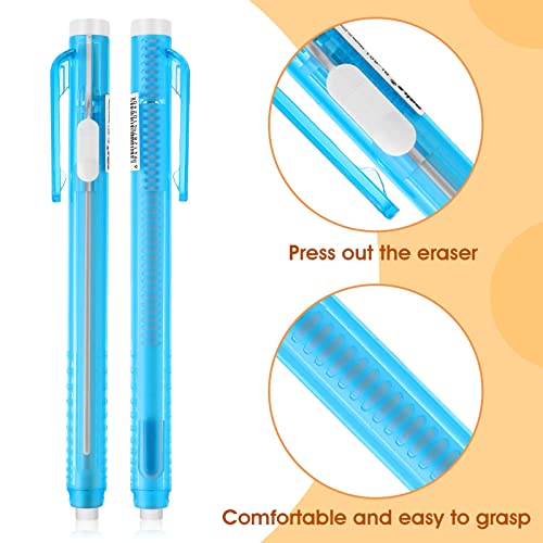 Molain 12 Pcs Erasers Pen-Style Set, Durable 6 Retractable Click Eraser Pen Shell + 6 Eraser, Good Cleaning Effect Erasers for Kids Students Artist Painting Writing, Home School Office Supplies - Image 4