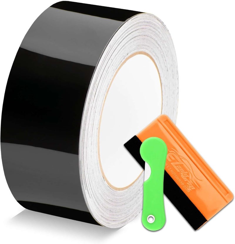 EZAUTO WRAP Gloss Black Free Tool Kit Vinyl Wrap Rool Kit for Black Out Chrome Delete Window Trim Door Trim 2 in x 50 ft - Image 1