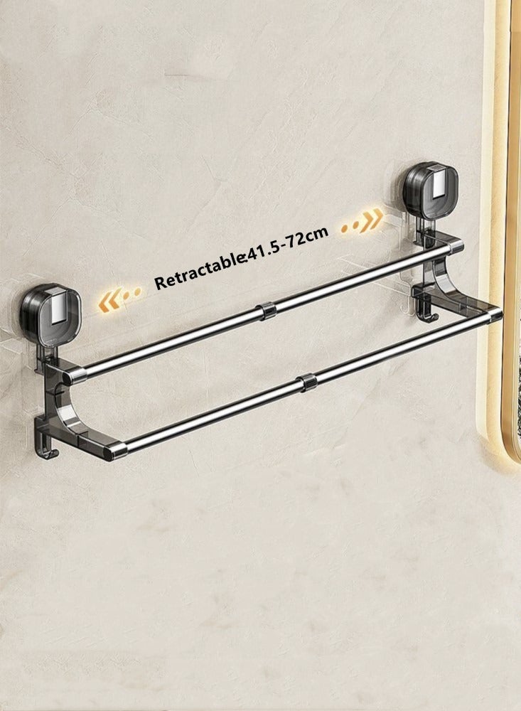 كوتيس حامل مناشف قابل للسحب يُثبت على الحائط قطعة واحدة رمادي ستانلس ستيل 72x12x18.5 سم  - Image 4