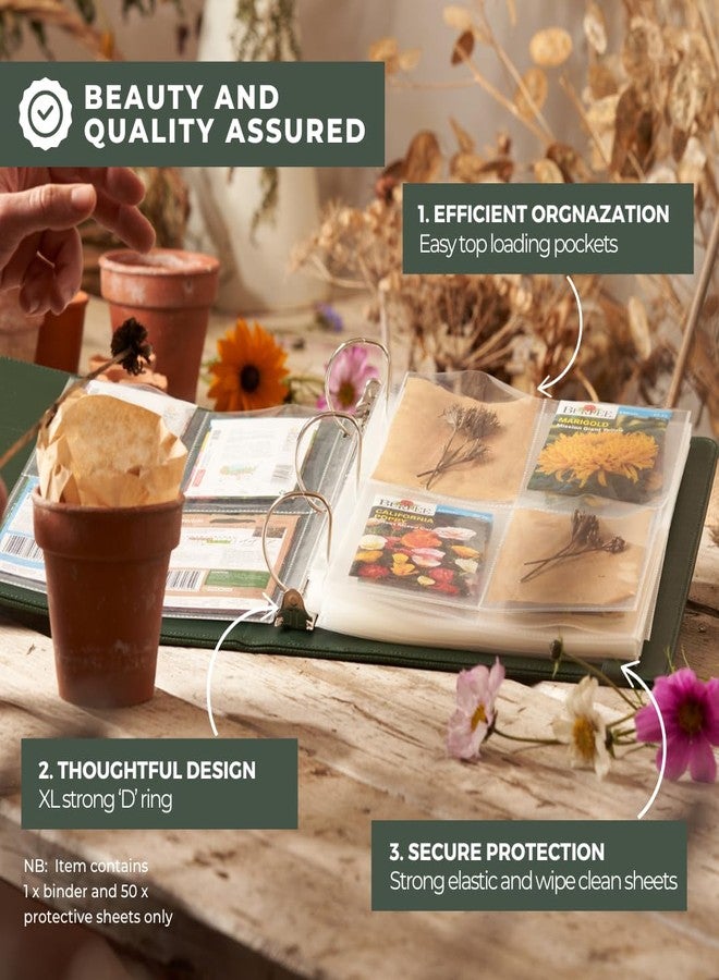 WILDGOOSE Seed Storage Organizer Binder - Seed Packet Organizer with 50 Pack Sheet Protectors that stores 200 Seed Envelopes. Seed Storage Binder delivering complete Seed Saving Kit for every Garden Lover. - Image 5