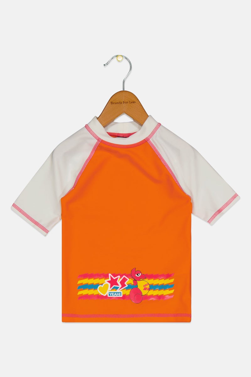 arena Toddlers Girl Graphic Print Rash Guard, Multicolor - Image 1