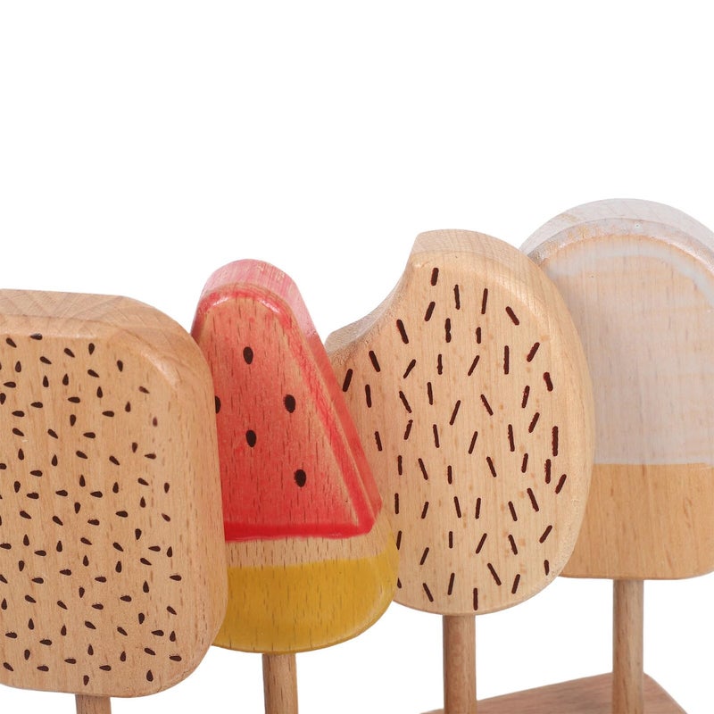 Wooden Ice Cream Play Set with Donuts and Egg Pretend Food for Kids Kitchen Simulation - Image 4