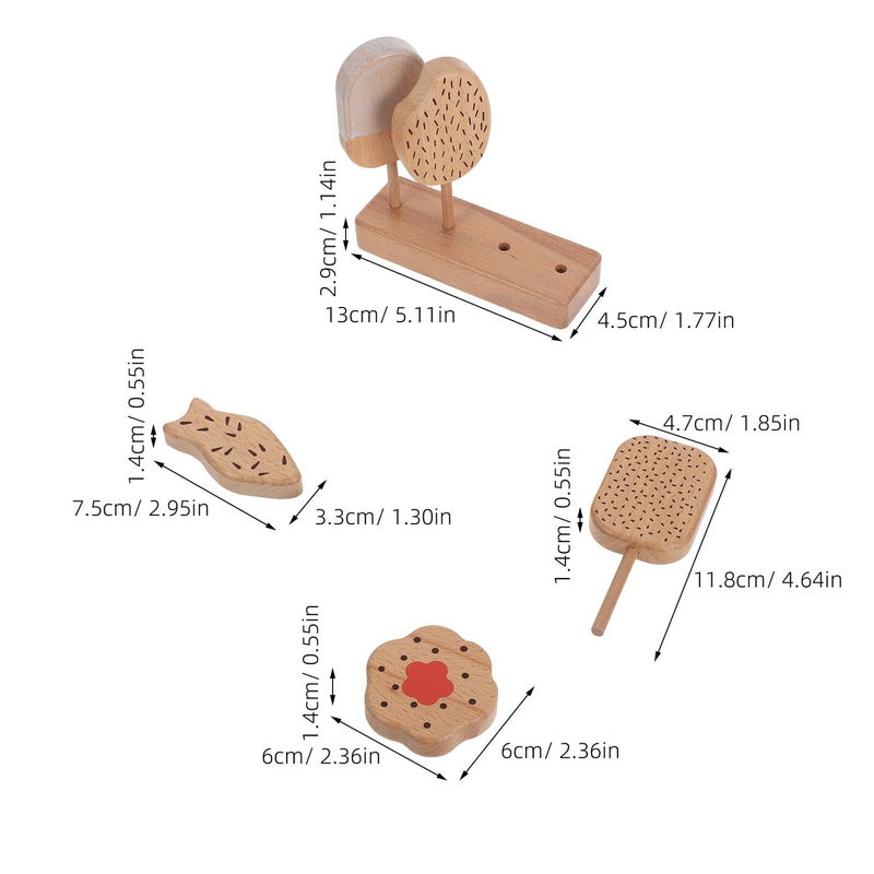 Wooden Ice Cream Play Set with Donuts and Egg Pretend Food for Kids Kitchen Simulation - Image 3