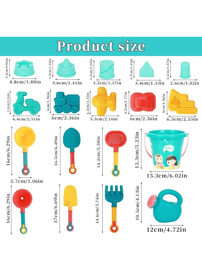 إكسفور مجموعة ألعاب الشاطئ للأطفال مكونة من 18 قطعة من ألعاب الرمل مع دلاء وعلب سقي ومجارف ومشط وحفار قلعة وقوالب سيارات وحقيبة شبكية قابلة لإعادة الاستخدام وأدوات رمل ممتعة في الهواء الطلق للأطفال الصغار والأولاد والبنات - Image 3