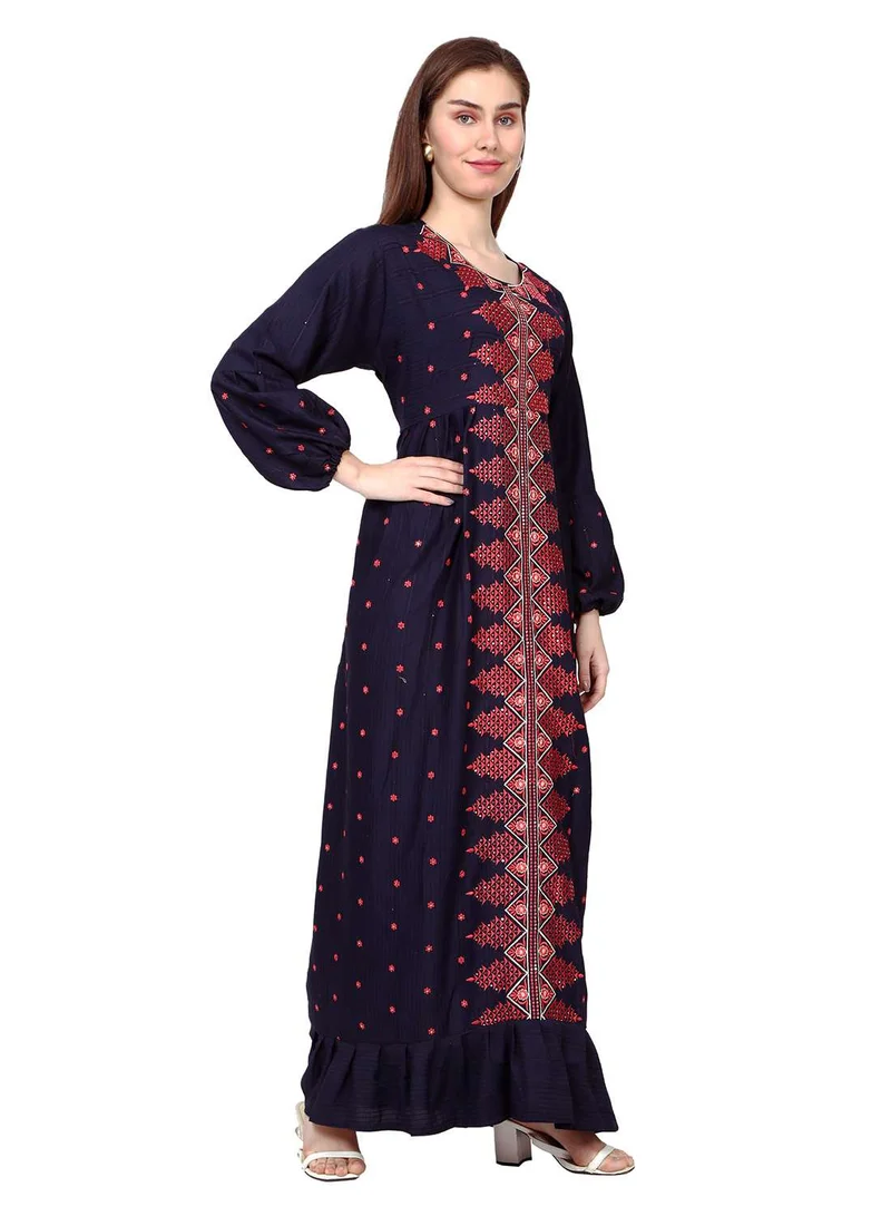 HANA & SARA LONG VISCOSE UNIQUE EMBROIDERY LONG SLEEVES ARABIC KAFTAN JALABIYA DRESS