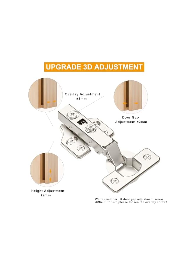 S-TOP 2pcs 110 Degree Frameless Cabinet Door Concealed Hinges,Full Overlay,Nickel Plated - Image 3