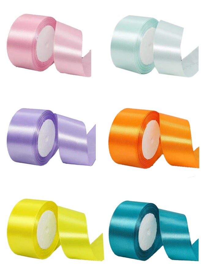 Zeemey 6 Rolls of Double-Sided Satin Ribbon, 1.57 inch x 25 yards (Total 150 yards), Assorted Colors - Perfect for Wedding Bouquets, Gift Wrapping, Hair Accessories, Party Decorations  - Image 1