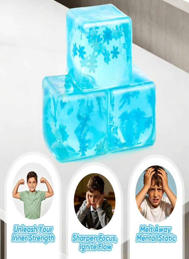 DANIUBE Fidget Toy, Stress Cubes for Kids Adults, Squishy Stress Cube with Snowflakes, Glow in The Dark Slow Rising Sensory Squishy Fidget Toys for Anxiety Relief, Square Shape Squishy Cube Balls. - Image 4