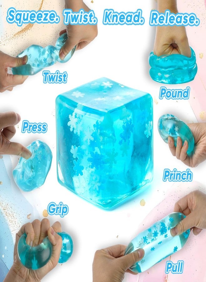 DANIUBE Fidget Toy, Stress Cubes for Kids Adults, Squishy Stress Cube with Snowflakes, Glow in The Dark Slow Rising Sensory Squishy Fidget Toys for Anxiety Relief, Square Shape Squishy Cube Balls. - Image 5