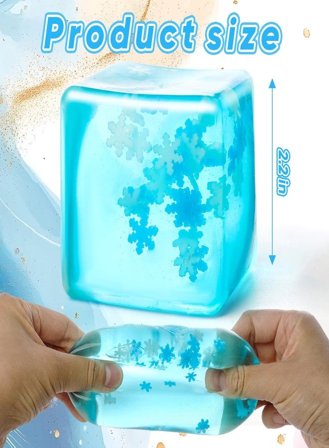 DANIUBE Fidget Toy, Stress Cubes for Kids Adults, Squishy Stress Cube with Snowflakes, Glow in The Dark Slow Rising Sensory Squishy Fidget Toys for Anxiety Relief, Square Shape Squishy Cube Balls. - Image 2