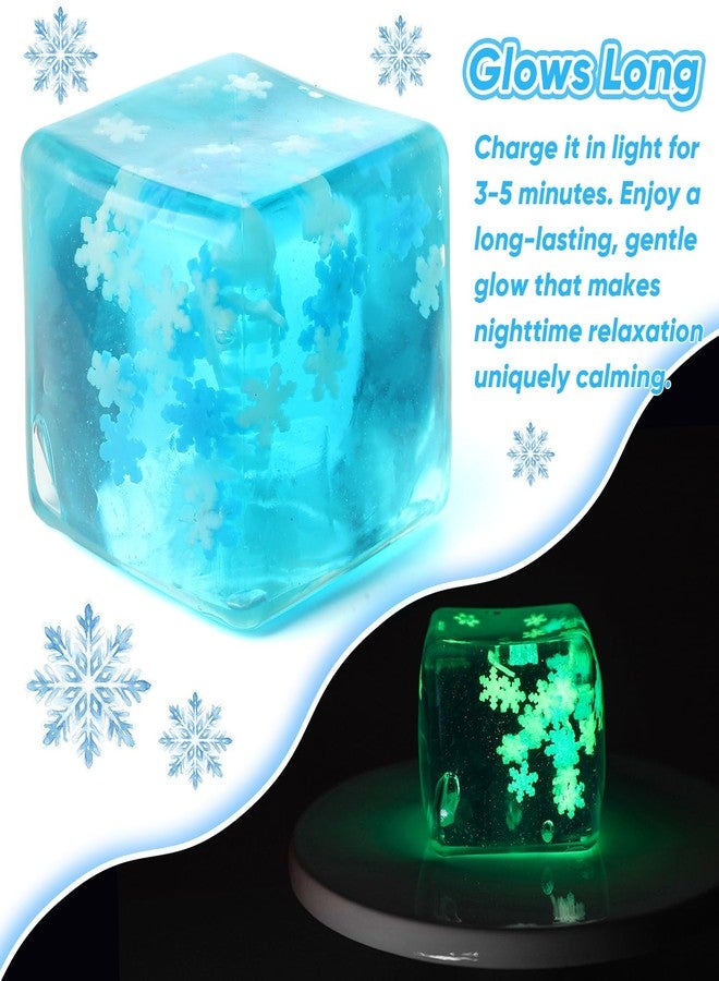 DANIUBE Fidget Toy, Stress Cubes for Kids Adults, Squishy Stress Cube with Snowflakes, Glow in The Dark Slow Rising Sensory Squishy Fidget Toys for Anxiety Relief, Square Shape Squishy Cube Balls. - Image 3