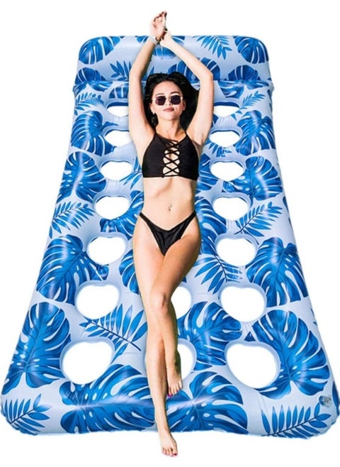 Pool Lounger Float,Water Lounger Pool Chair Lounge,Inflatable Pool Hammock Float 21-Cooling Holes, Floating Mat Swimming Pool Floats Toys Blue