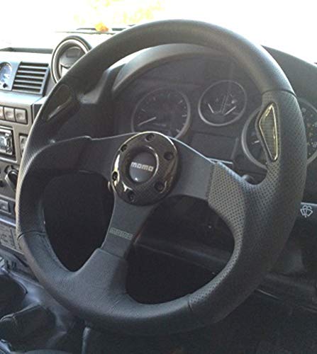 MOMO JET35BK0B Steering Wheel | Black 350mm Leather Racing Wheel | Aftermarket Automotive Steering Wheel Kit | Universal Fit | Anodized Spokes | Ergonomic Air Leather Grip | Italian Style - Image 3